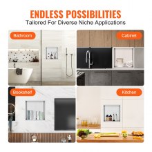 VEVOR Nicho Empotrable para Baño 33,02x33,02 cm Nicho de Ducha Montado en Pared Estante Doble Acero Inoxidable 304 Sellado Impermeable Fácil de Limpiar para Almacenamiento Jabón Ducha Baño, Plata