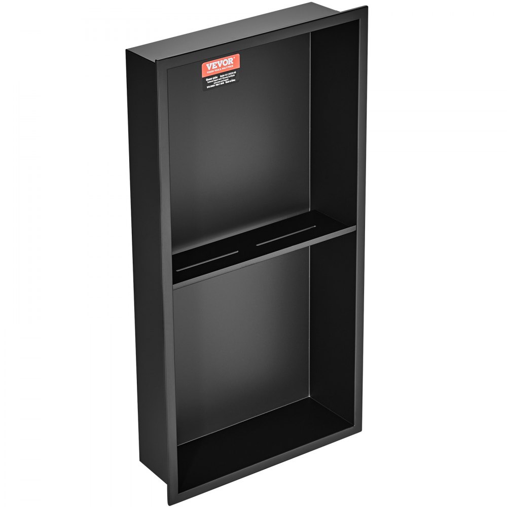 VEVOR Wall Niche 10x33.02x63.5cm Shower Niche Stainless Steel Niche Double Layer 100% Waterproof Niche Installation 0-40°C Operating Temperature 92° Internal Corner Design Ideal for Bathroom Bedroom Study