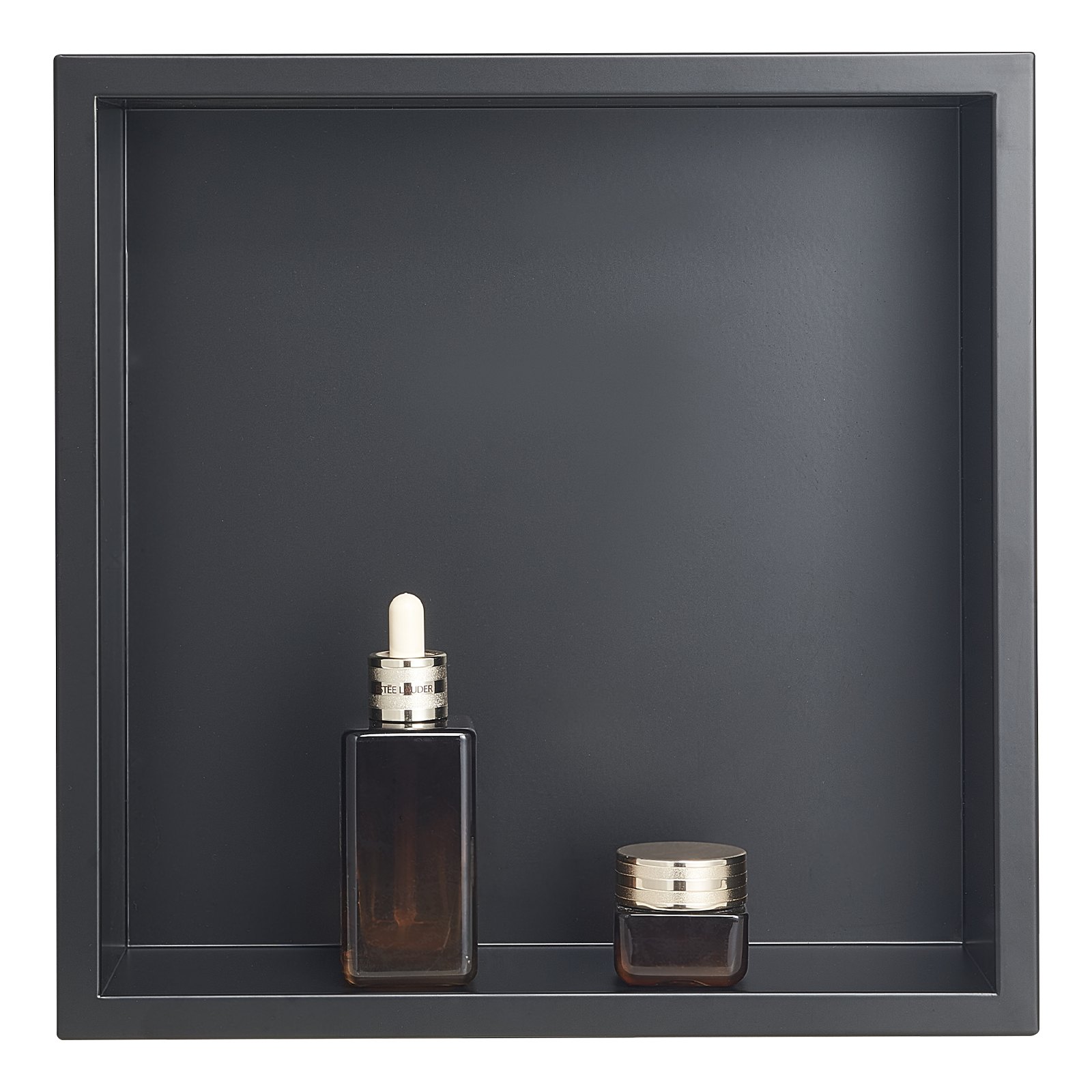 VEVOR Nicho de Ducha Empotrado 33 x 33 x 10,2 cm Estante Divisor de Pared de Acero Inoxidable Organizador de Jabón y Champú con Marco Sellado Impermeable Duradero Fácil de Instalar para Baño, Negro