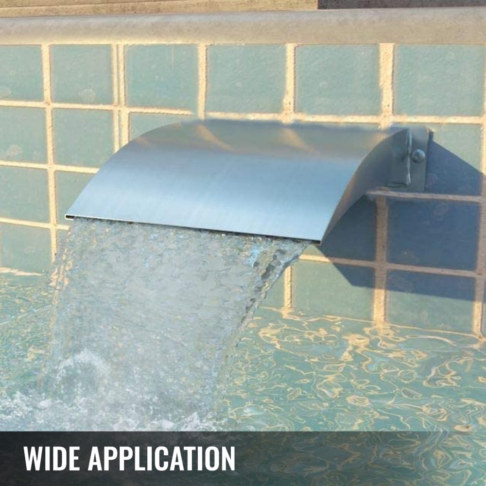 VEVOR Fuente de Piscina de Acero Inoxidable 30 x 11,5 cm Fuente de Cascada para Piscina SS304 Fuente de Cascada para Piscina, Entrada de Agua Posterior, para Piscina al Aire Libre o Estanque de Jardín