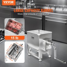 VEVOR Mezclador Manual de Carne de 10 L de Acero Inoxidable 520 x 230 x 455 mm