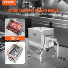 VEVOR Mezclador de Carne Manual con Inclinación de 20 L Acero 610 x 345 x 465 mm