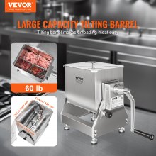 VEVOR Mezclador de Carne Manual con Inclinación de 30 L Acero 650 x 345 x 465 mm