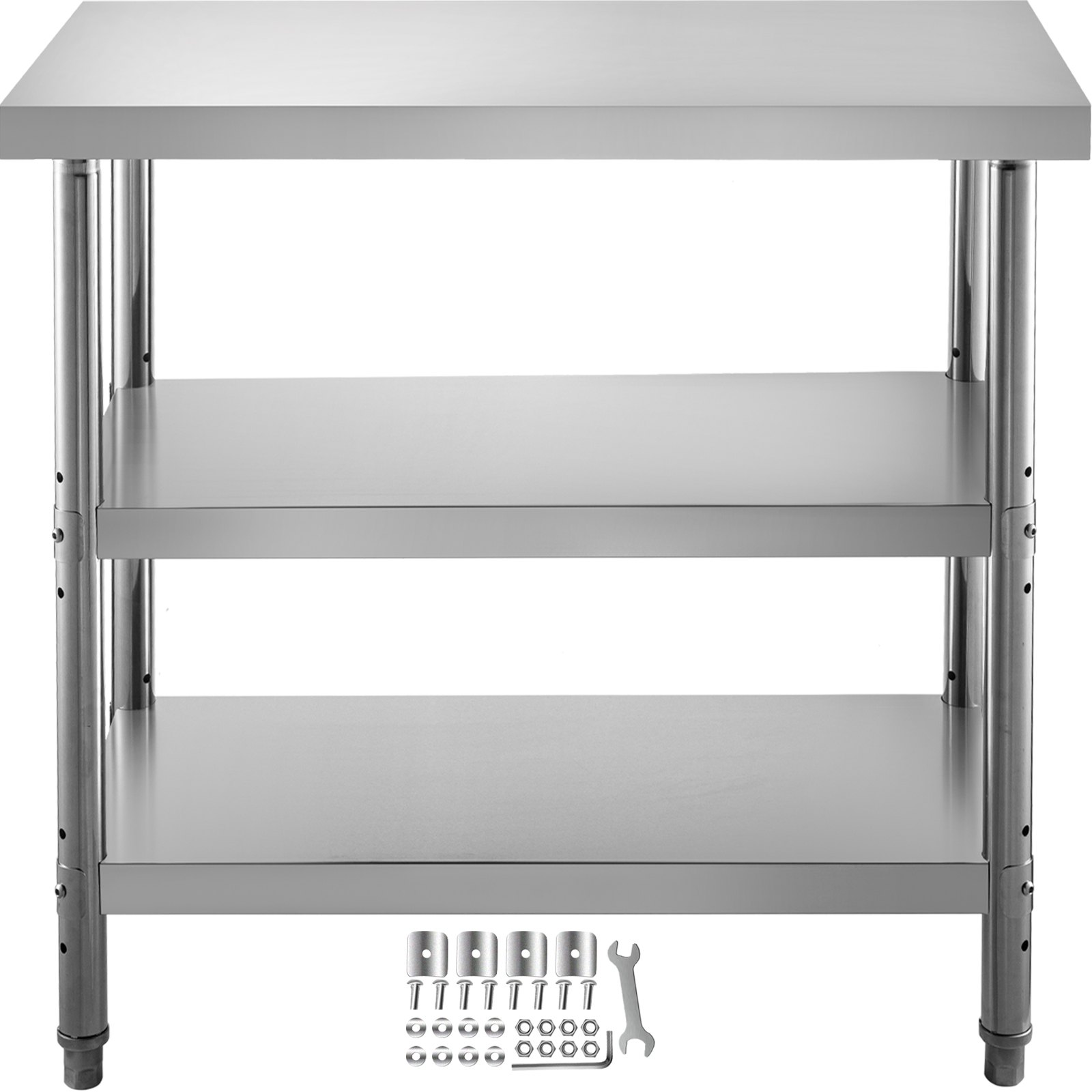 Mesa comercial de acero inoxidable 24x14x33 de preparación para barbacoa de mesa VEVOR en restaurante