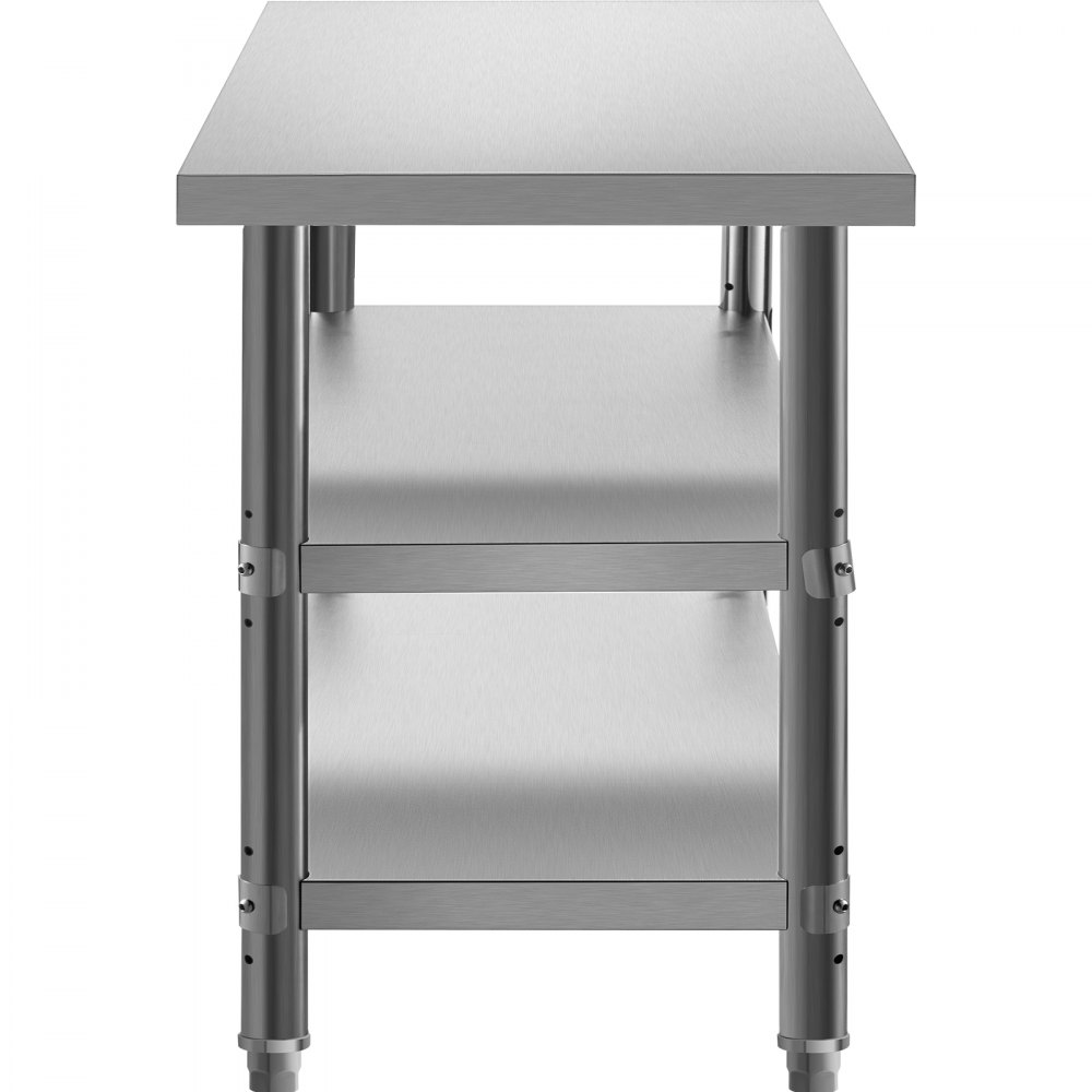 VEVOR Mesa de Preparación 60x14x33 pulgadas Mesa de Trabajo de Acero Inoxidable Mesa de Preparación de Comida, Capacidad de Carga 180 kg con 2 Estantes Ajustables para Cocina, Restaurante y Escuela