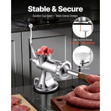 VEVOR Picadora de Carne Manual de Acero Inoxidable Picadora Manual de Manivela 2 Placas de Picado de 5 y 8 mm Empujador de Salchichas 2 Formas de Fijación Ventosa Picadora de Carne Carnicería