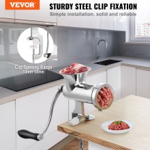 VEVOR Picadora de Carne Manual de Acero Inoxidable Picadora Manual de Manivela 2 Placas de Picado de 5 y 8 mm Empujador de Salchichas Fijación Firme Mejorada por abrazadera Para Picar Carne Carnicería
