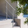 VEVOR Outdoor Stair Handrails, 39.4 Inch Length, 2 Crossbars, Stair Handrail Set, Stainless Steel Transition Railing with Mounting Kit, Double-Post Stair Handrails for Seniors, Porch and Patio