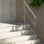 VEVOR Outdoor Stair Handrails, 47.2 Inch Length, 2 Crossbars, Stair Handrail Set, Stainless Steel Transition Railing with Mounting Kit, Double-Post Stair Handrails for Seniors, Porch and Patio