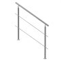 VEVOR Outdoor Stair Handrails, 47.2 Inch Length, 2 Crossbars, Stair Handrail Set, Stainless Steel Transition Railing with Mounting Kit, Double-Post Stair Handrails for Seniors, Porch and Patio