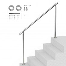 VEVOR Pasamanos de Escalera 150 cm Barandilla de Escalera para Escalones Exteriores de Acero Inoxidable con Kit de Instalación Barra de Agarre de Doble Columna para Personas Mayores, Porche, Patio