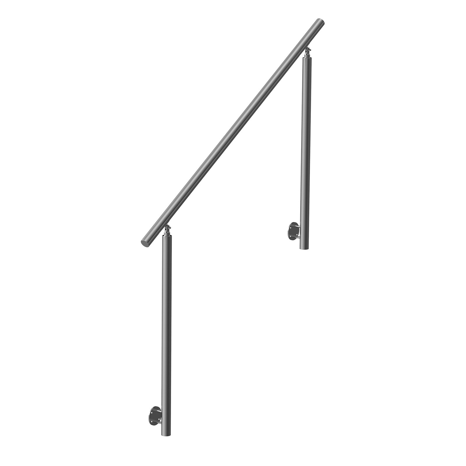 VEVOR Barandilla de Escalera 150 cm Pasamanos Escalera de Transición Exterior de Acero Inoxidable Kit de Instalación Montaje Lateral Barra de Soporte de Doble Columna para Casa, Porche, Terraza