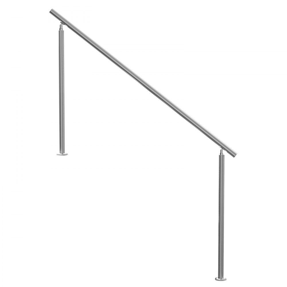 VEVOR Pasamanos de Escalera 180 cm Barandilla de Escalera para Escalones Exteriores de Acero Inoxidable con Kit de Instalación Barra de Agarre de Doble Columna para Personas Mayores, Porche, Patio