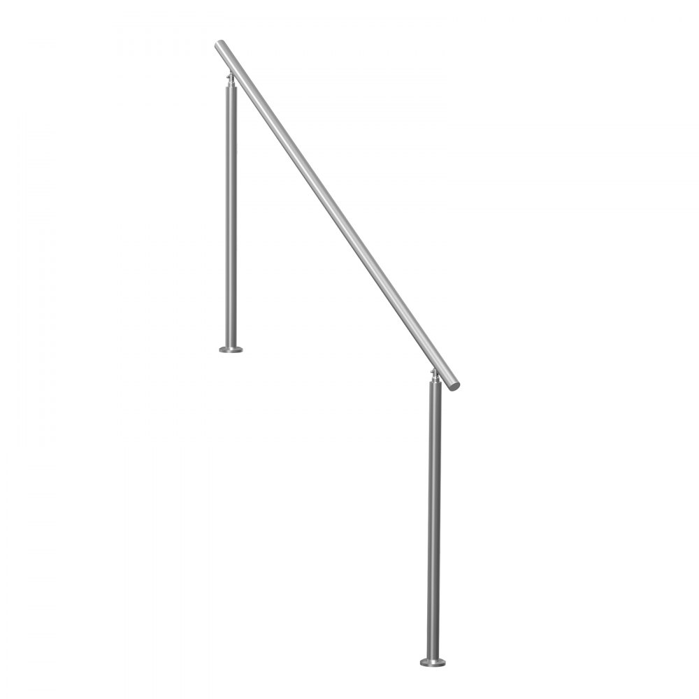 VEVOR Pasamanos de Escalera 180 cm Barandilla de Escalera para Escalones Exteriores de Acero Inoxidable con Kit de Instalación Barra de Agarre de Doble Columna para Personas Mayores, Porche, Patio