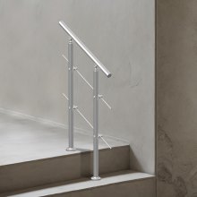 VEVOR Barandilla de Escalera 80 cm Pasamanos de Acero Inoxidable 2 Travesaños