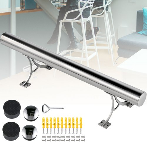 Kit De Barra Extensible Acero Inoxidable Soporte De Barra De 60cm Rieles De Pie