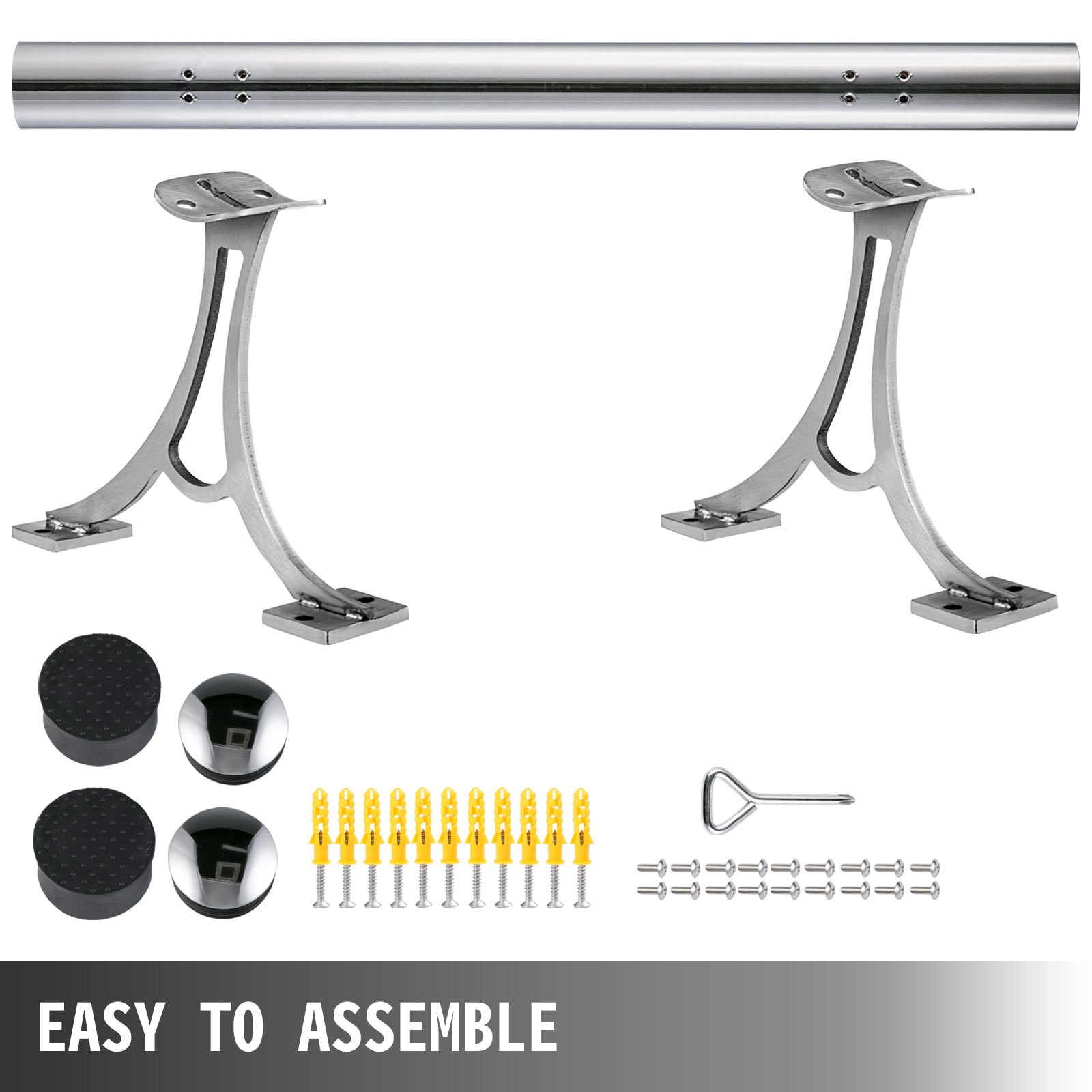 Kit De Barra Extensible Acero Inoxidable Soporte De Barra De 60cm Rieles De Pie