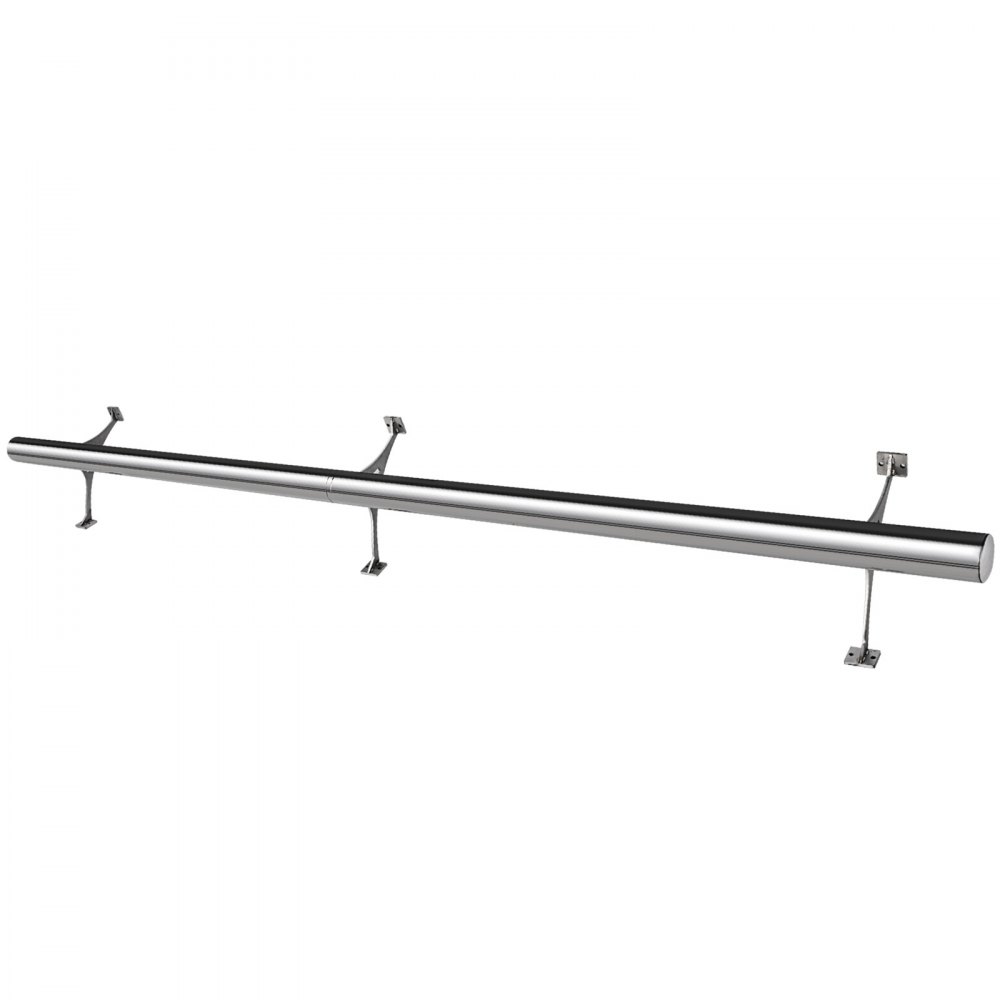 VEVOR Kit de Barra Extensible de Acero Inoxidable, Soporte de Barra de 152cm, Riel de Pie con Tubo de 5 cm, Barra de Montaje, Barra Extensible a Presion, para Bares Restaurantes Tiendas Residencia