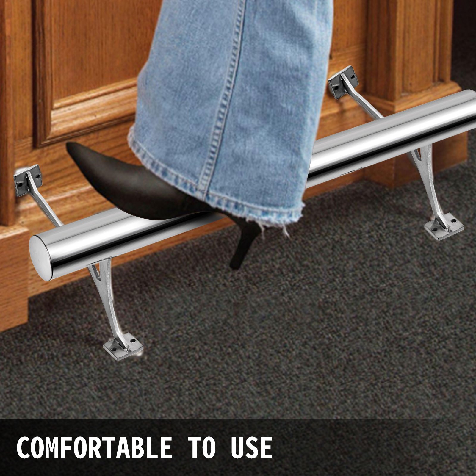 VEVOR Kit de Barra Extensible de Acero Inoxidable, Soporte de Barra de 152cm, Riel de Pie con Tubo de 5 cm, Barra de Montaje, Barra Extensible a Presion, para Bares Restaurantes Tiendas Residencia