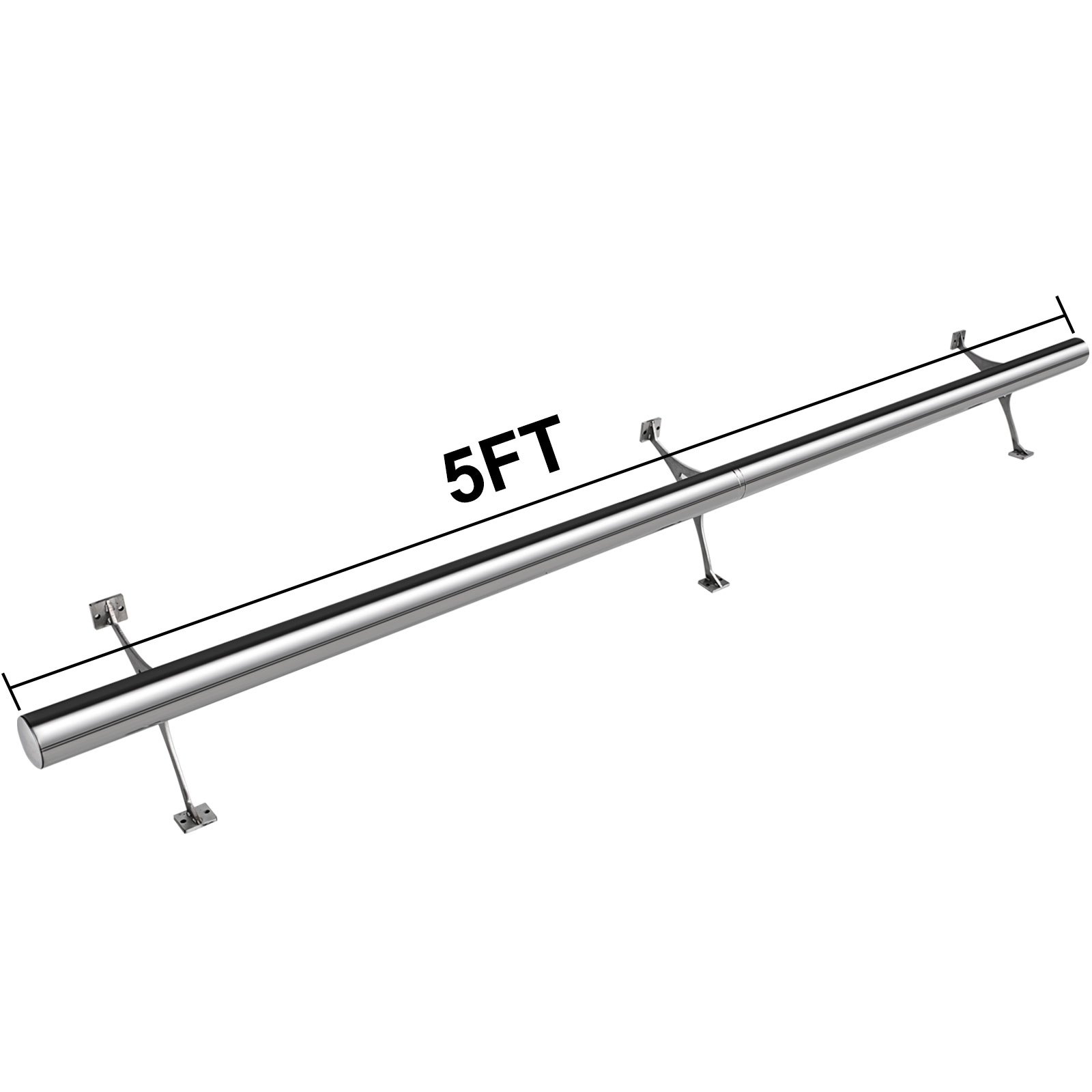 VEVOR Kit de Barra Extensible de Acero Inoxidable, Soporte de Barra de 152cm, Riel de Pie con Tubo de 5 cm, Barra de Montaje, Barra Extensible a Presion, para Bares Restaurantes Tiendas Residencia