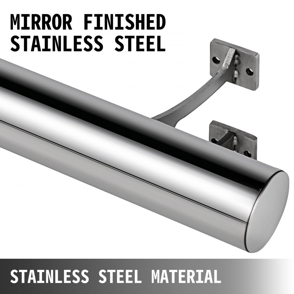 Kit De Barra Extensible De Acero Inoxidable Barra 213cm Rieles Pie Montaje Pared