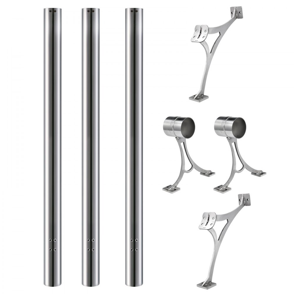 Kit De Barra Extensible Acero Inoxidable Soporte De Barra De 274cm Rieles De Pie