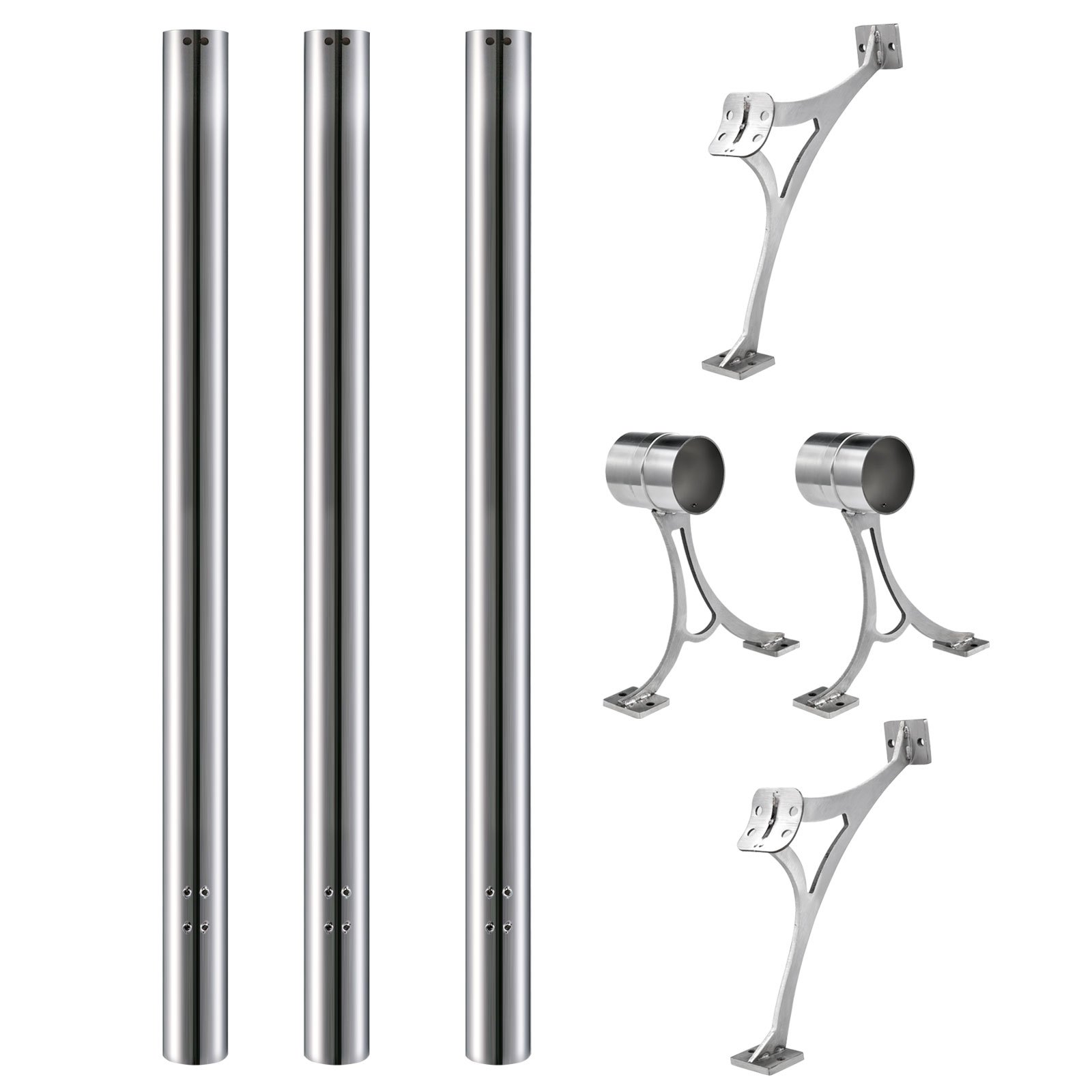 Kit De Barra Extensible Acero Inoxidable Soporte De Barra De 274cm Rieles De Pie