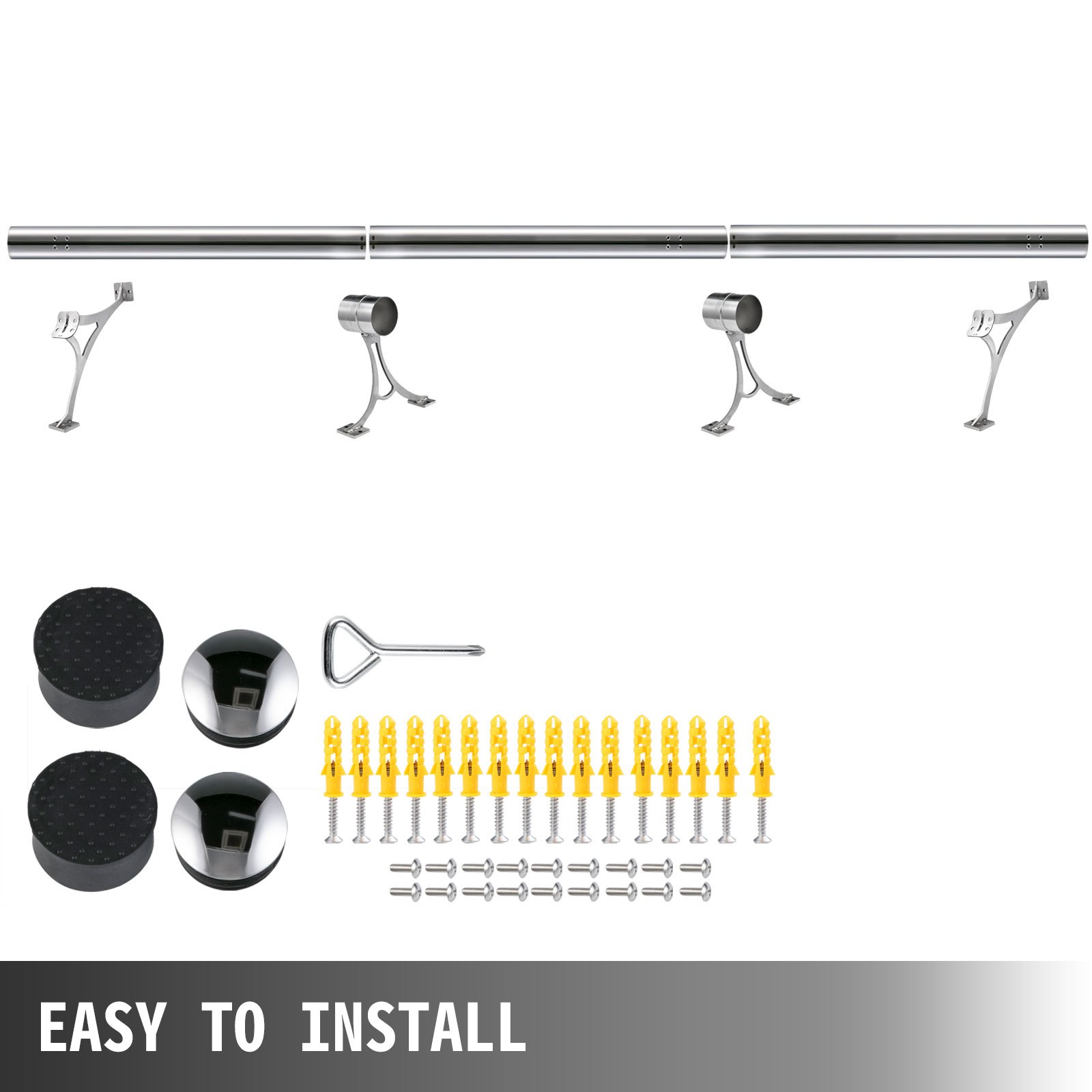 Kit De Barra Extensible Acero Inoxidable Soporte De Barra De 274cm Rieles De Pie