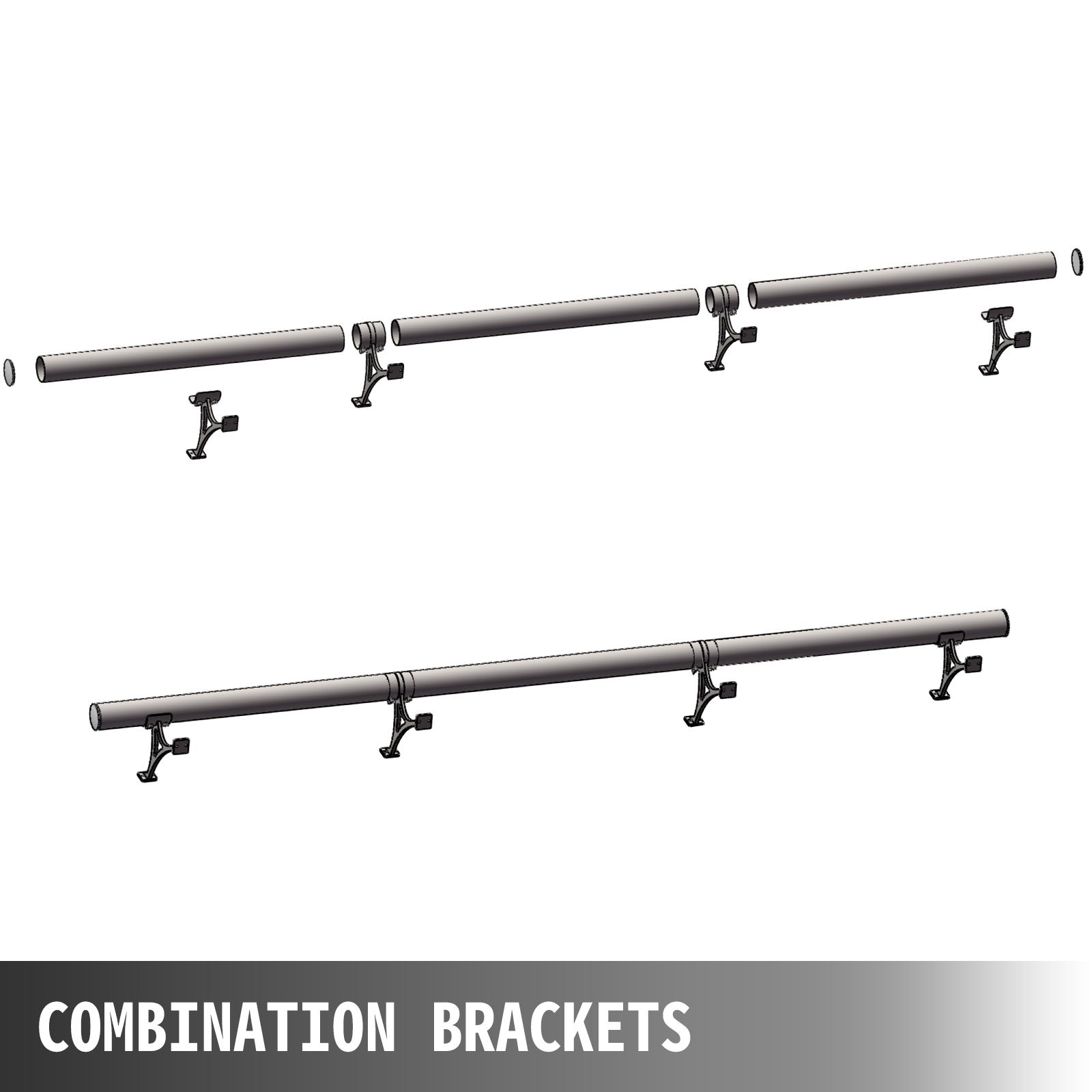 Kit De Barra Extensible Acero Inoxidable Soporte De Barra De 274cm Rieles De Pie