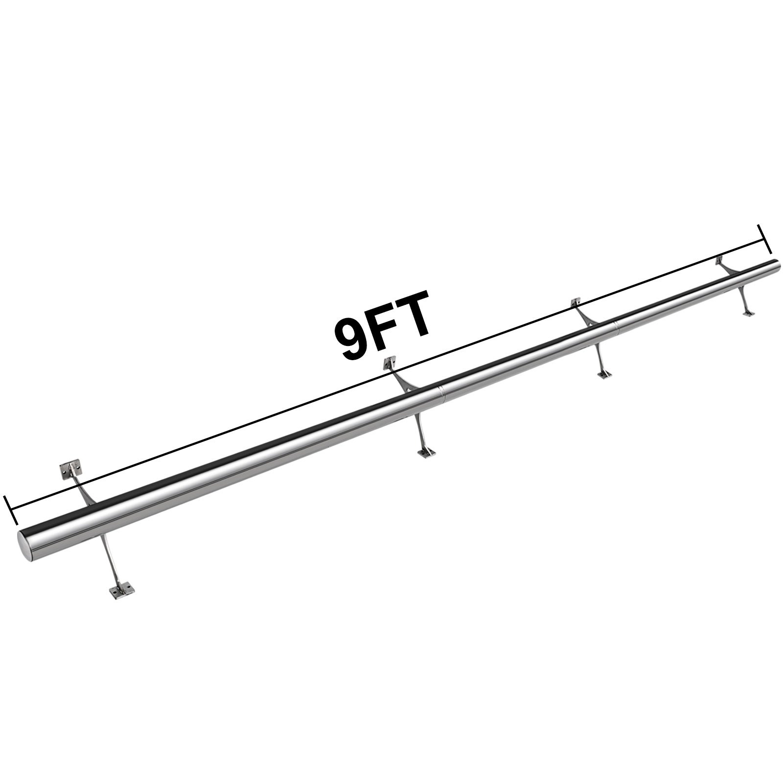 Kit De Barra Extensible Acero Inoxidable Soporte De Barra De 274cm Rieles De Pie