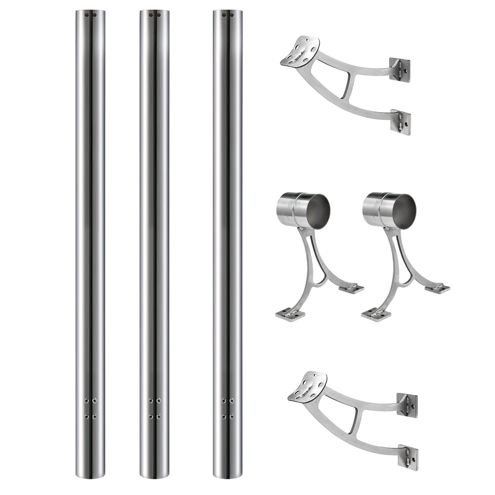 Kit De Barra Extensible De Acero Inoxidable Barra 274cm Rieles Pie Montaje Pared