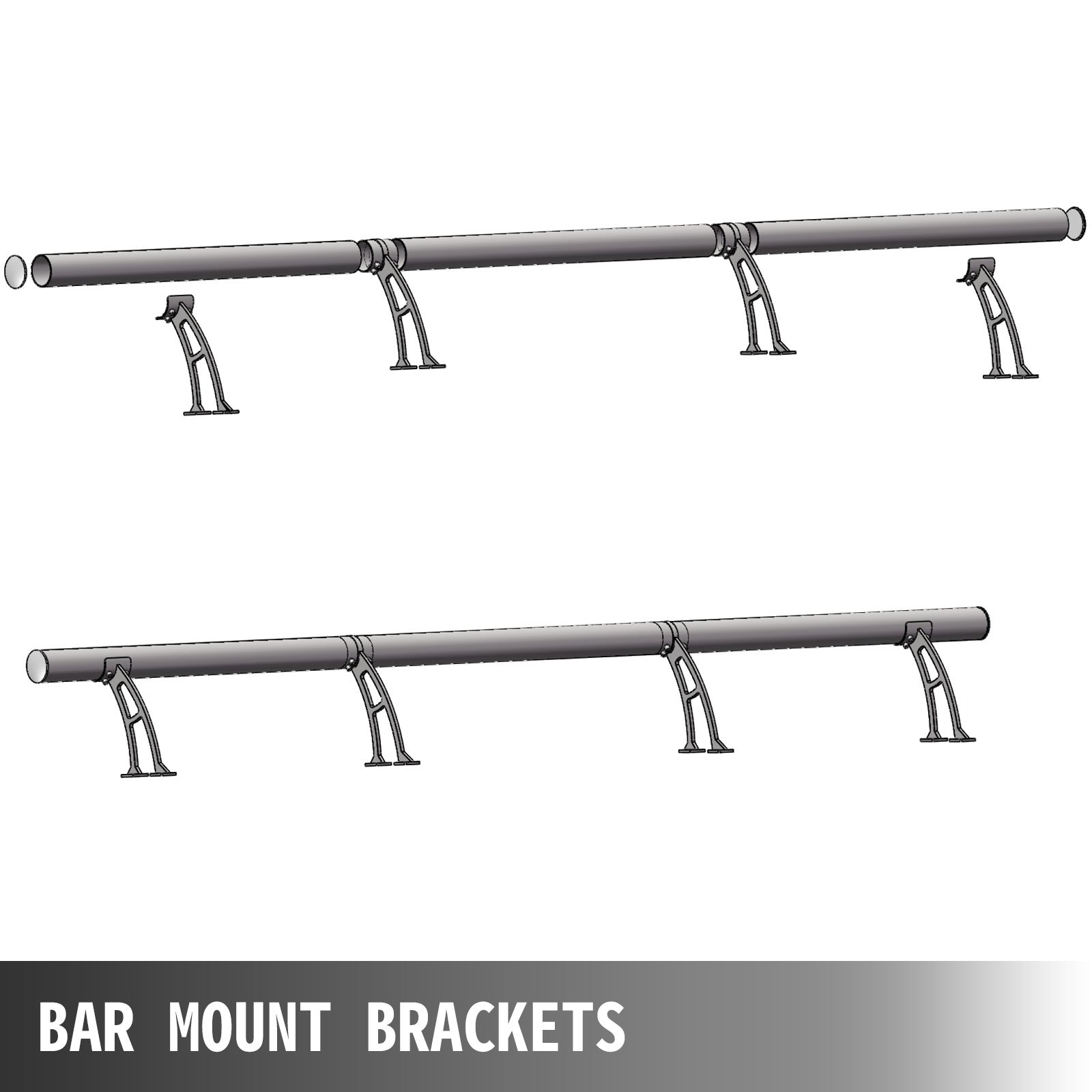 Kit De Barra Extensible De Acero Inoxidable Barra 274cm Rieles Pie Montaje Pared