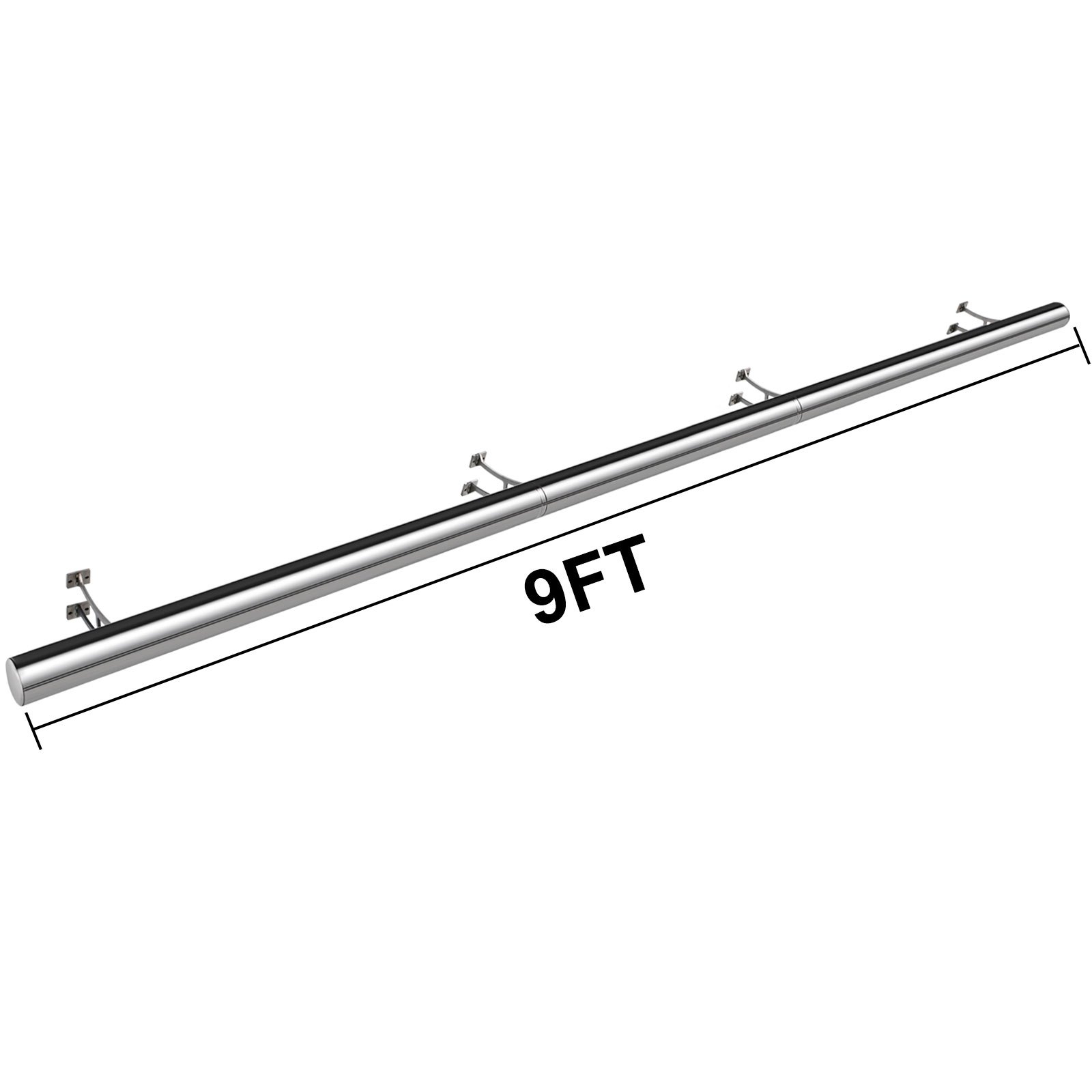 Kit De Barra Extensible De Acero Inoxidable Barra 274cm Rieles Pie Montaje Pared