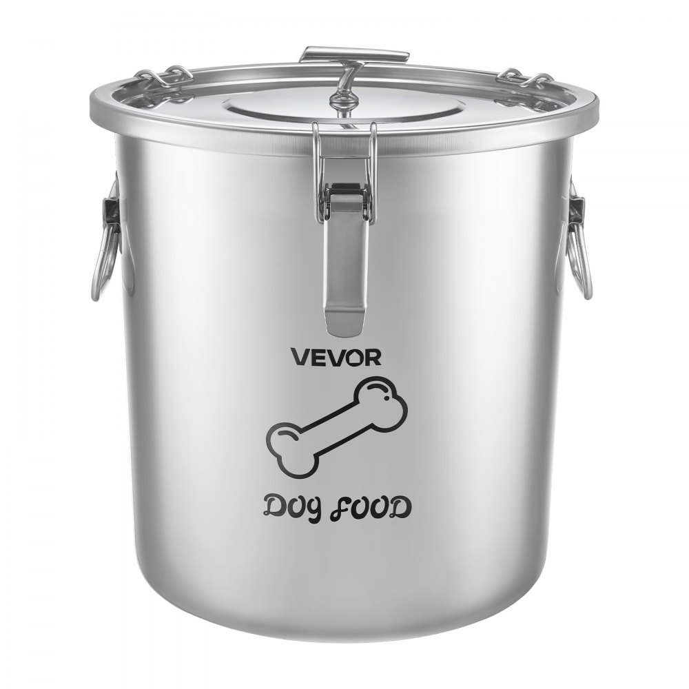 VEVOR Contenedor de Alimento para Perros de Acero Inoxidable 20 L con Tapa y Asas, Recipiente de Metal para Arroz, Harina, Granos de Café, Mantener las Comidas Frescas, para Sala de Estar, Cocina