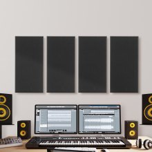 VEVOR Paneles Acústicos de Fibra de Vidrio, Paneles de Absorción de Sonido, Insonorizados Autoadhesivos, para Estudios, Oficinas, Cine en Casa, Salas de Reuniones, Negro, 600 x 300 x 50 mm, 4 uds