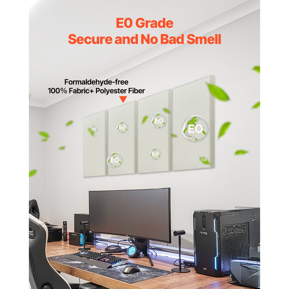 VEVOR acoustic panels, 4 pieces, 600x300x50 mm, wall panels, sound-absorbing panels, self-adhesive, soundproof wall panels, for studios, offices, home cinemas, conference rooms, beige