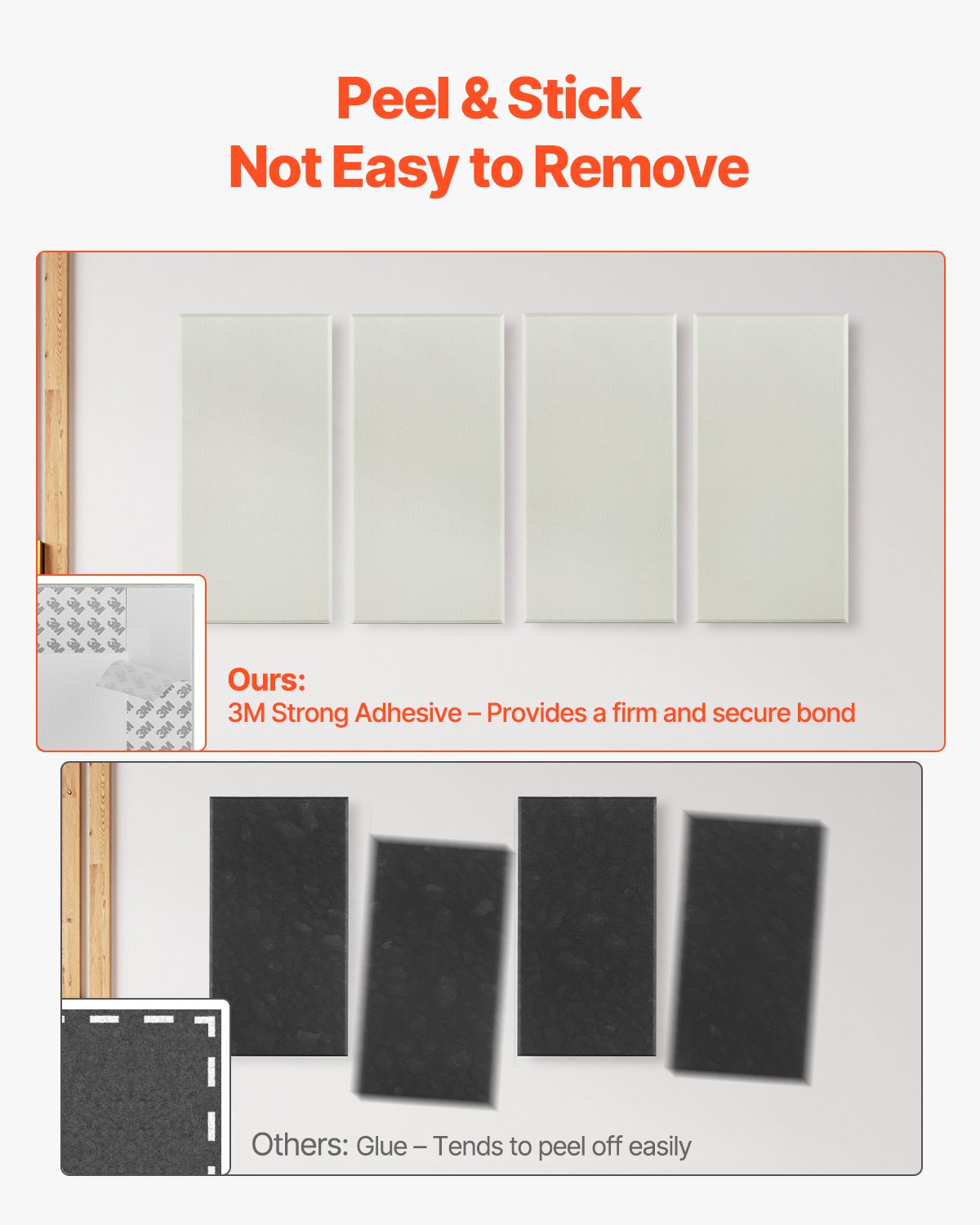 VEVOR acoustic panels, 4 pieces, 600x300x50 mm, wall panels, sound-absorbing panels, self-adhesive, soundproof wall panels, for studios, offices, home cinemas, conference rooms, beige