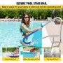 Barandilla de piscina VEVOR en una piscina con texto que resalta los beneficios de seguridad en la piscina.
