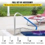 Barandilla de piscina VEVOR con kit de instalación completo junto a la piscina y tumbona.