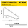 Especificaciones de dimensiones y peso del riel de piscina VEVOR con medidas detalladas.