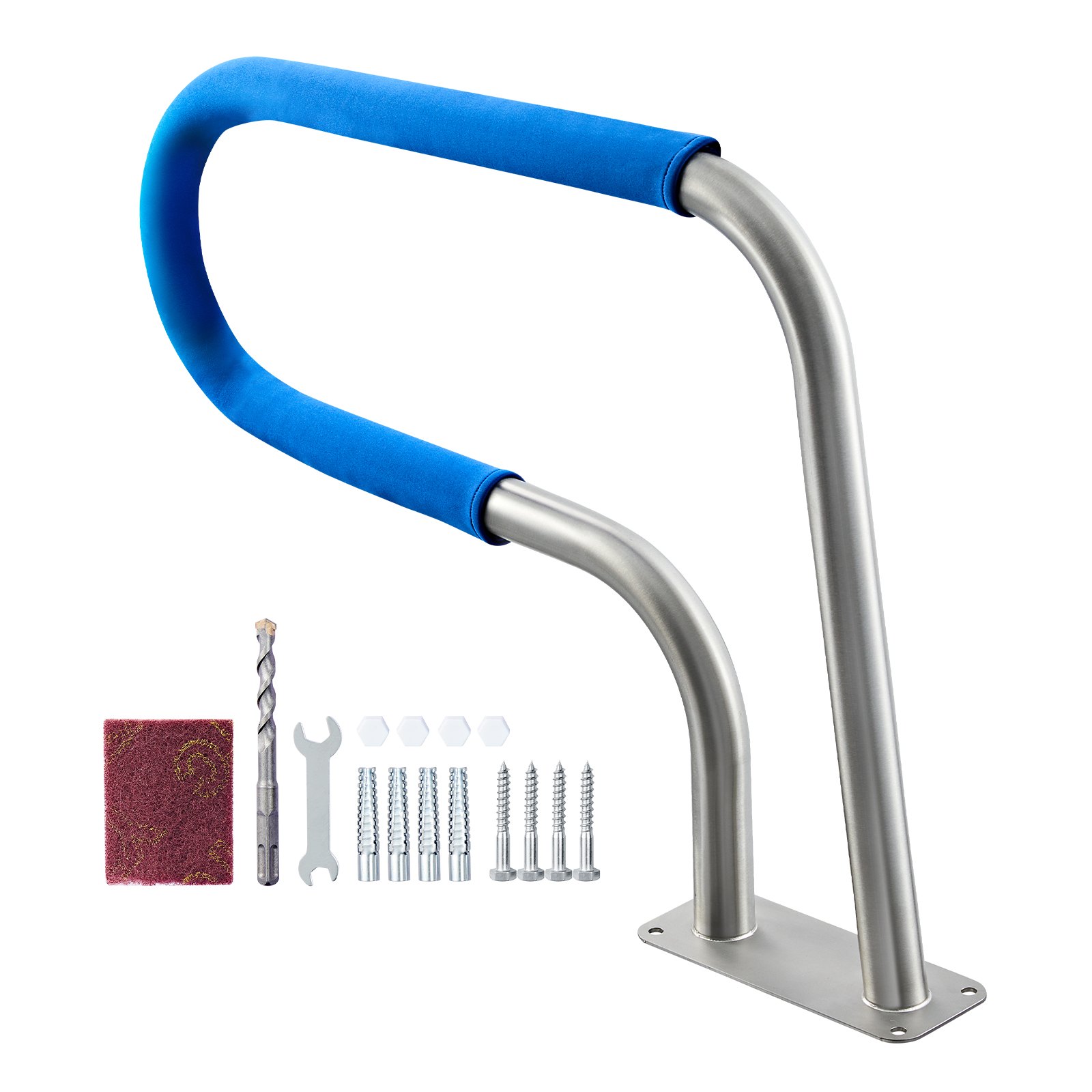 VEVOR Pool Rail, 78.8 x 55.8 cm Pool Handrail, 100kg Load Capacity Heavy Duty 304 Stainless Steel Swimming Handrail, Detachable Nonslip Sleeve, Rich Accessories, for Poolside, Water Parks， Spa Centers