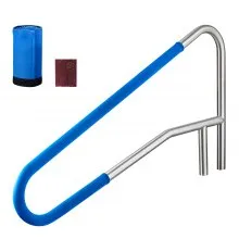 VEVOR Barandilla para Piscina, Capacidad de Carga 100 kg, Acero Inoxidable 304, Funda Antideslizante Extraíble, Montaje Empotrado o en Suelo, para Piscinas y Parques Acuáticos, 1371 x 48 x 813 mm