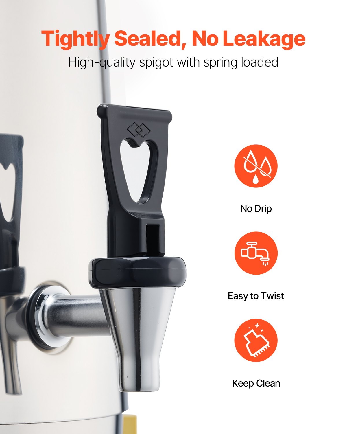 VEVOR Dispensador de Bebidas de Acero Inoxidable, 13 L, con Quemador de Alcohol, para Té Helado, Jugo o Agua, Ideal para Restaurantes, Hoteles y Fiestas, Fácil de Limpiar, 290 x 290 x 530 mm