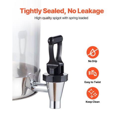 VEVOR Dispensador De Bebidas De 8 Litros Para Fiestas - Acero Inoxidable Y Plástico, Con Grifo Antigoteo Y Cámara De Hielo, Ideal Para Té, Limonada O Zumo