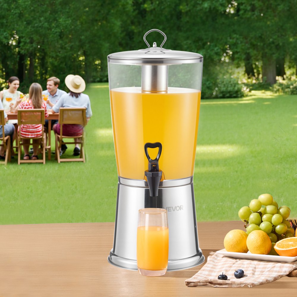 VEVOR Beverage Dispenser (1 x 8 L) for Parties, Juice Dispenser (made of stainless steel and plastic) with drip-proof tap, Water Dispenser for Restaurants, Parties, Lemonade, Iced Tea, Homemade Drinks