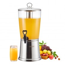 VEVOR Dispensador de bebidas de 8 L para fiestas, de acero inoxidable y plástico, con grifo y cámara de hielo, ideal para té helado, limonada, zumo y agua,  para restaurantes y hoteles, Familias