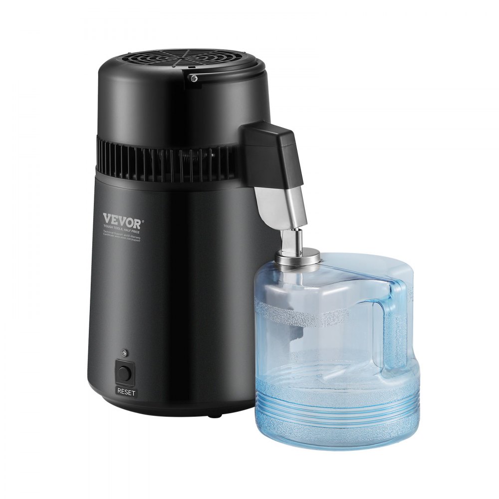 VEVOR Destilador de Agua 4L Máquina de Agua Destilada 1L/h 750W  Máquina de Destilación de Agua Interior en Acero Inoxidable de Grado Alimenticio Alta Eficiencia para Purificar Agua del Grifo, Negro