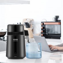 VEVOR Destilador de Agua 4L Máquina de Agua Destilada 1L/h 750W  Máquina de Destilación de Agua Interior en Acero Inoxidable de Grado Alimenticio Alta Eficiencia para Purificar Agua del Grifo, Negro