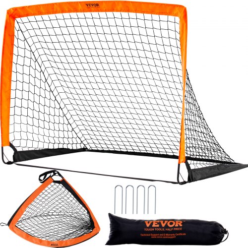 VEVOR Portería de Fútbol Emergente para Niños de 122 x 91 cm con Bolsa de Transporte, Portería Portátil Marco de Fibra de Vidrio y Red de Dacron para Entrenar en Patio, Jardín, Parque al Aire Libre