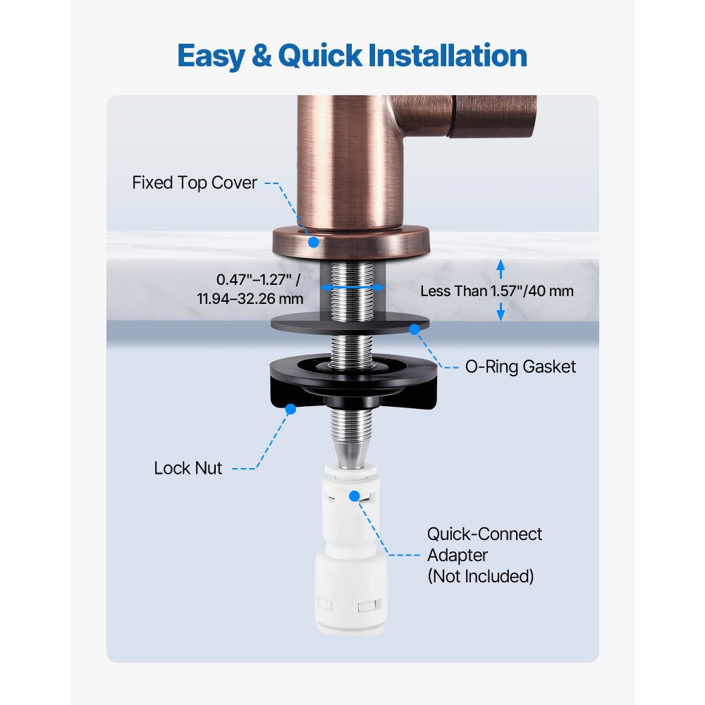 VEVOR Grifo de Acero Inoxidable para Agua Potable sin Plomo, Grifo de Ósmosis Inversa con Válvula de Latón Macizo, Resistente a la Corrosión y Duradero, para Fregadero de Cocina, Bar, Cafetería